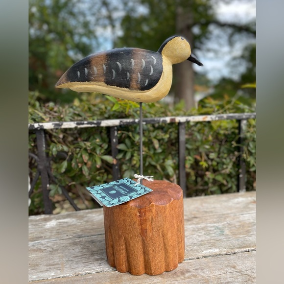 Mango Wood carved shorebird figurine beach lake house nautical decor - Picture 2 of 9